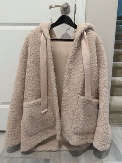 Ballet Pink Textured Plush Faux Fur Oversized Coat