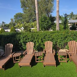 Pollywood  Brown 4 Chairs longer & 4 Side Tables Set