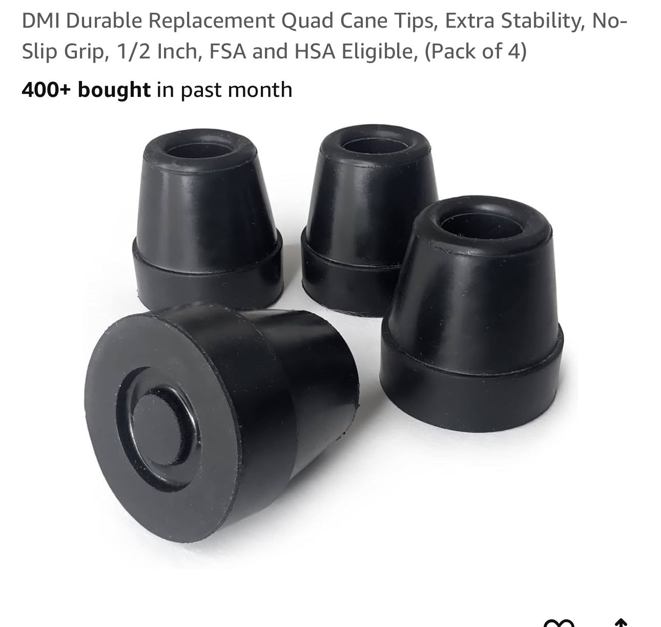 1/2 Inch Quad Cane Tips 4 Count