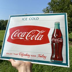 COCA COLA PORCELAIN SIGN SODA COKE POP 17" CONVEX BEVERAGE DINER DRINK