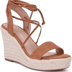 Women's Wedge Platform Espadrille Open Toe Lace-Up Sandals Size 8.5