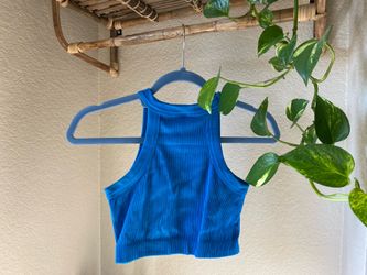 Blue Ribbed Crop Tank (XS/S)