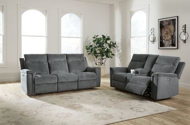 Barnsana Gravel Power Reclining Sofa and Loveseat