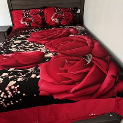 Queen  Bed Set ( Mattress, Mattress Box, Dresser, Mirror And Nightstand) 