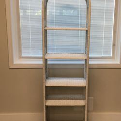Boho White Rattan Wicker Shelving Unit