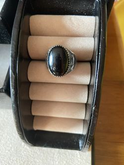 Silver Ring With Black Stone 