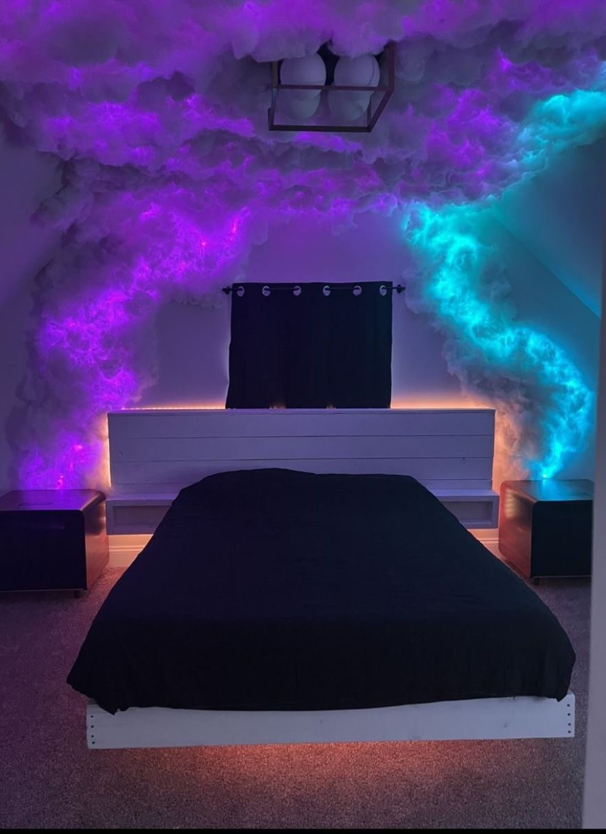 Floating Bed Frame With LED Lights