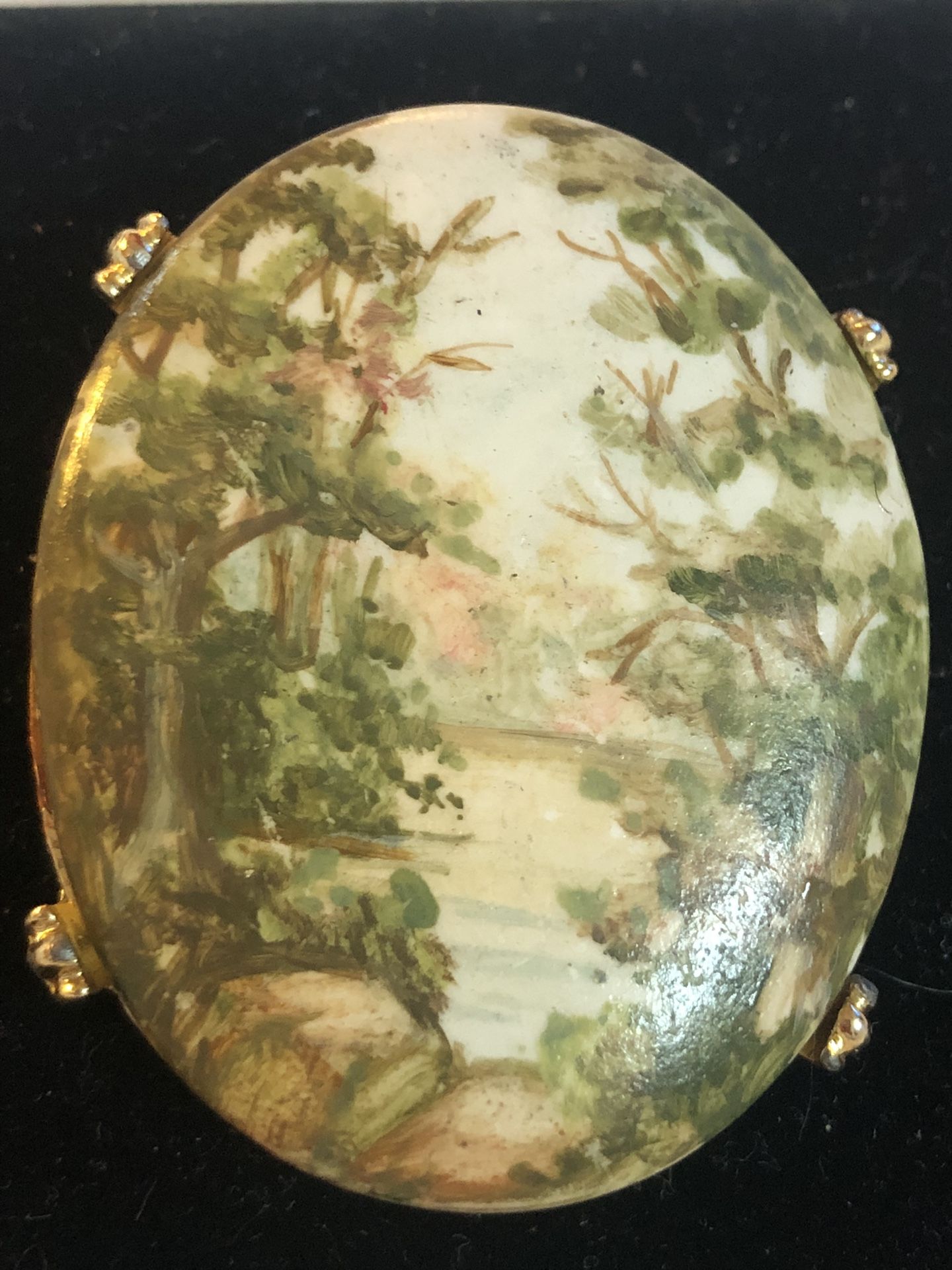 Hand Painted Vintage Brooch 