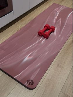 Lululemon Yoga Mat & 3lb Dumbbells
