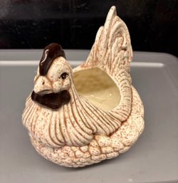 Vintage Ceramic Speckled Chicken Planter