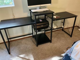 Black L-Shaped Computer Desk with Shelves