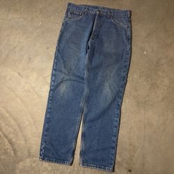 Vintage Carhartt Flannel Lined Jeans Mens 35x32 Baggy B172
