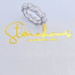 Baguette x Round Simulated Diamond Moissanite Eternity Band