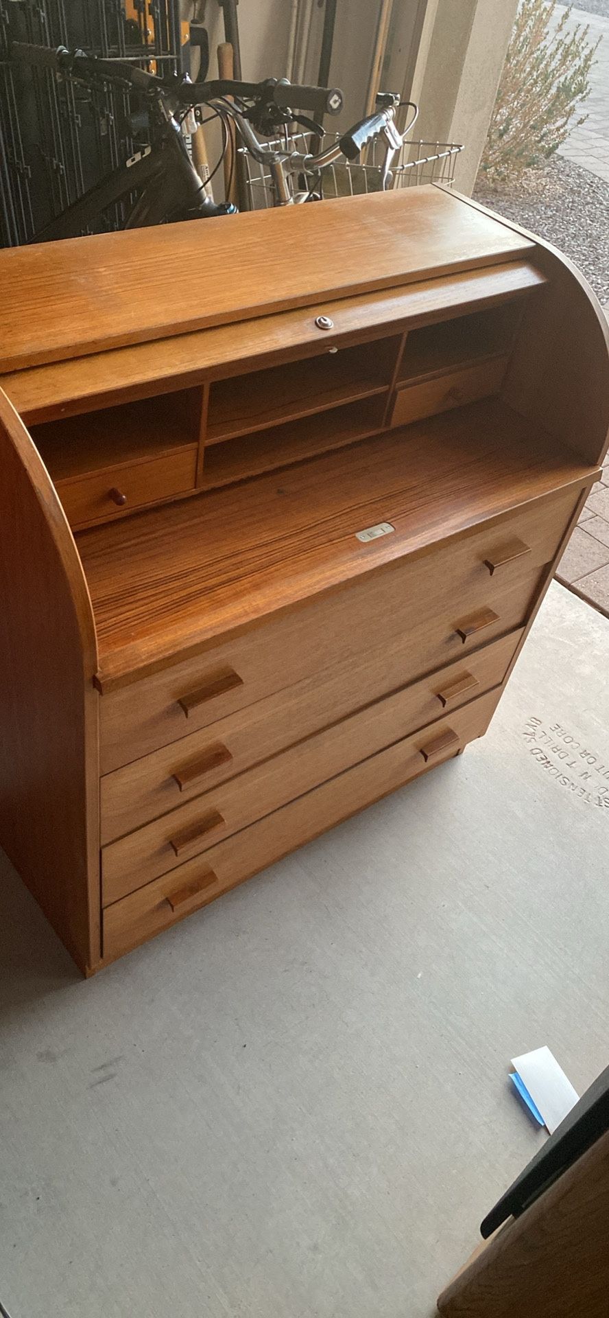 Teak Roll Top Desk