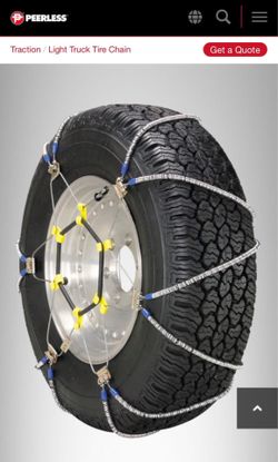 Tire snow chains for Jeep Wrangler or similar tire.