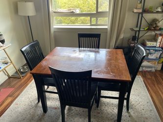 Wood dining room table and 4 chairs