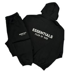 Fear Of God Essentials Black Tracksuit (FW24) L