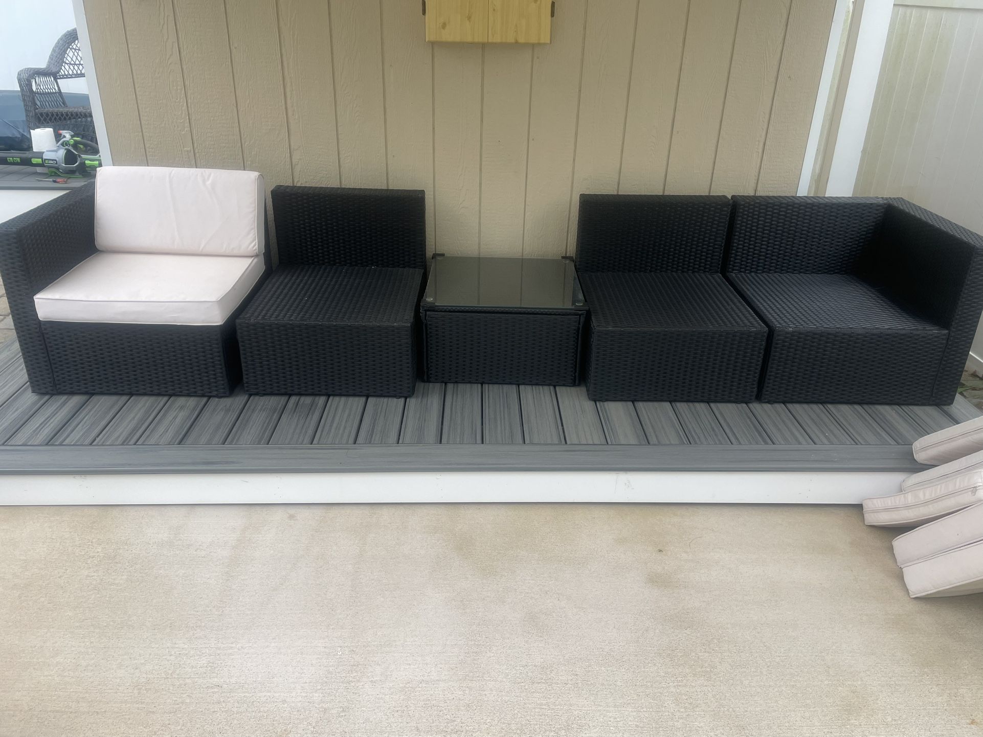 Outside Black Wicker Lounge Set