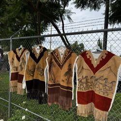 Chaleco vaquero de piel auténtica con flecos – Hecho en México