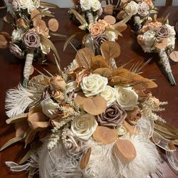 Wedding Bridal Bride Bridesmaid Flower Bouquet Set Of 7