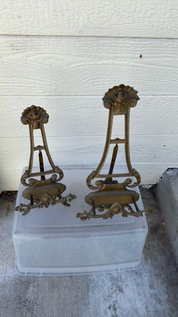 Two solid brass picture holders