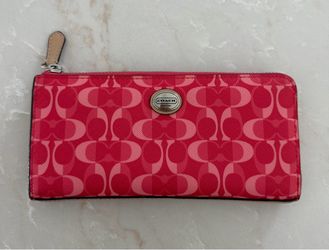 Coach Peyton Dream C Slim Zip Wallet – Pink Signature