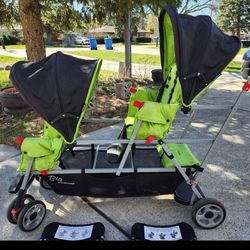 Joovy Big Caboose, Triple Stroller With All Attachments And Manual