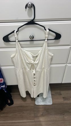 Roxy White Textured Romper with Tie Front XL