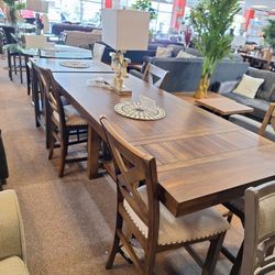 Counter Height Dining Room Extensión Table 4 Chairs And Bench