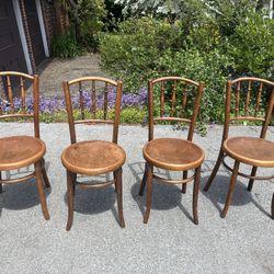 Antique Fischel Tchecoslov Bistro Chairs (4)