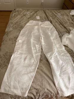 White Satin Cargo Pants with Tagssize m