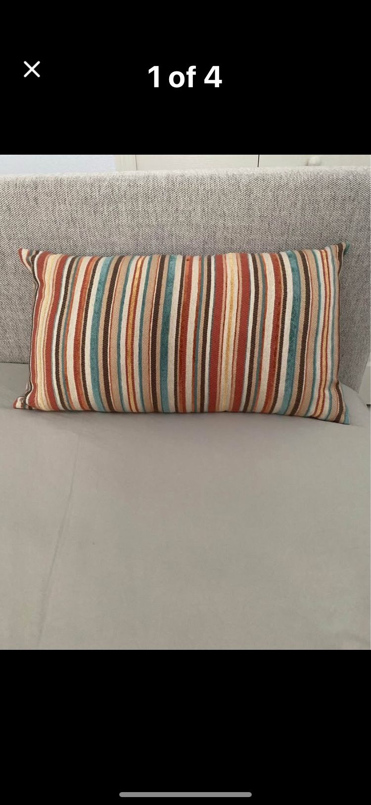 Reversible Throw Pillow. Brown Side Is Velvet. 24”x13”. Like New Condition!