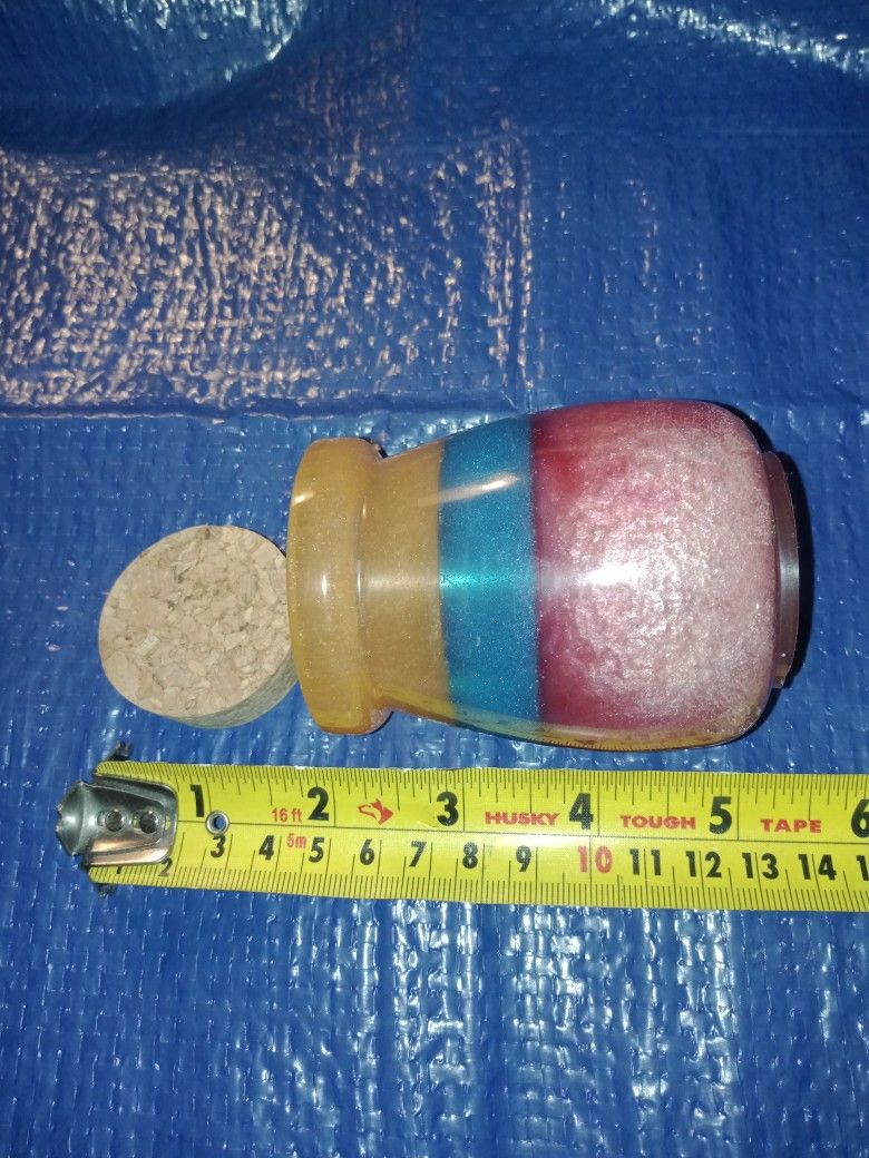 Hand Crafted Resin Jar W/Cork Lid