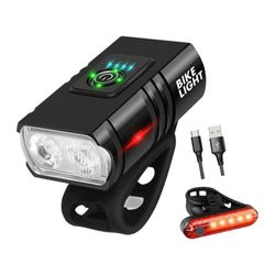 RECHARGEABLE BICYCLE LAMP 1500LUMENS-WATER RESISTANT 
[ SUPER BRIGHT ] Our bike safety lights for night riding with 2 LED lights at 1500 high lumens 