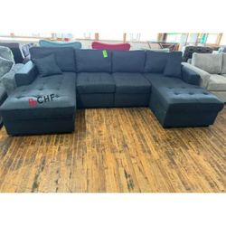 Double Chaise Dorris Fabric Sectional Sofa  - Limited Time Offer 