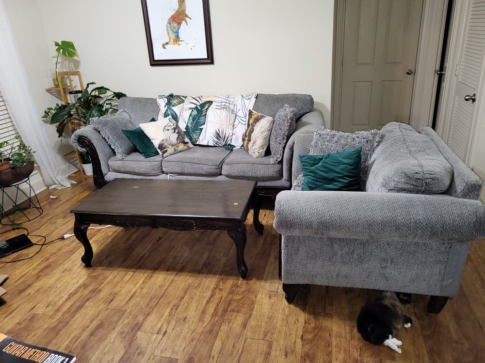 Apartment Sale: Furniture Sofa Set, Coffee Table, Dining Table, Chairs, Fireplace