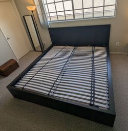 IKEA MALM King Bed Frame + Upgraded LÖNSET Slatted Bed Base – Black Brown