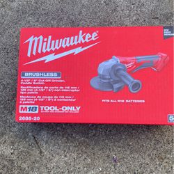 Milwaukee Grinder. Brushless. Model. Paddle  Switch 2686-20 Tool Only 