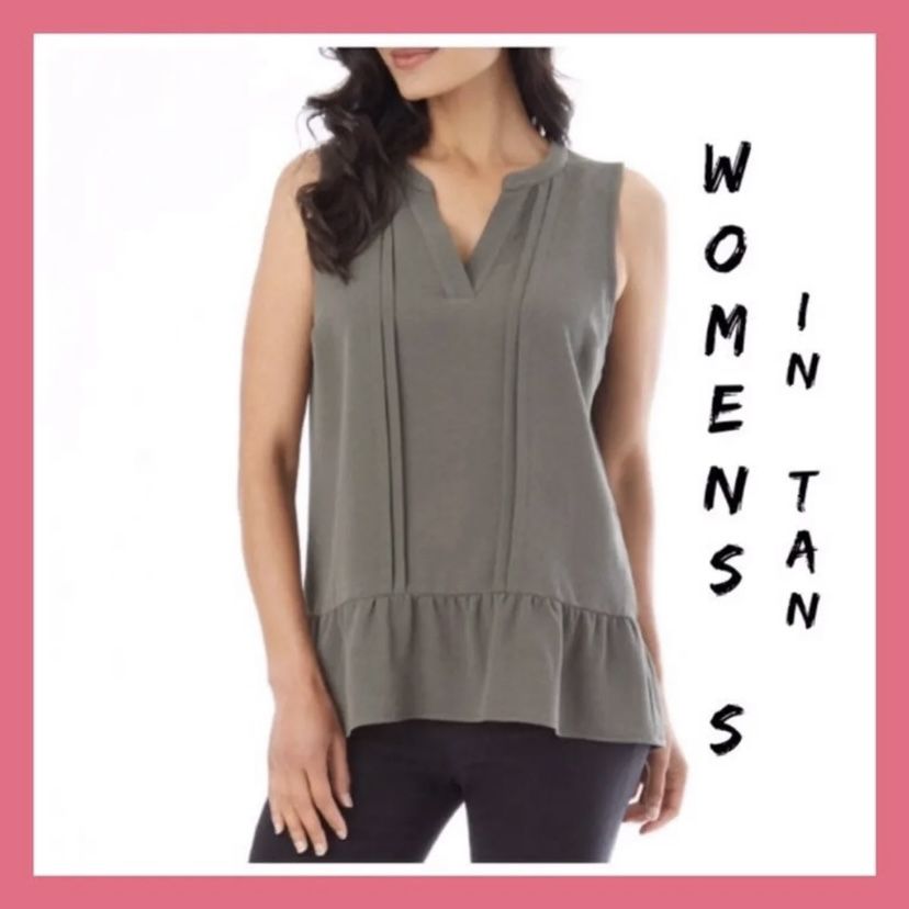 NWT Womens Apt.9 Tan Pleated Top Sz:S