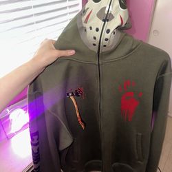 Friday the 13th Halloween Zip Up Sweater
