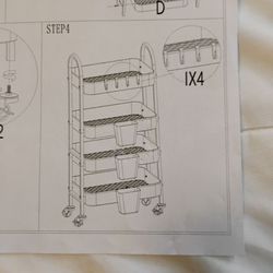 Black 4 Tier Rolling Cart Metal with Wheels, Heavy Duty Utility Storage Organizer Carts on Wheels New in Original Packaging