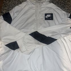 Nike Air White/Black Half Zip Hooded Jacket Windbreaker
