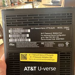AT&T U-verse 5268ac Fxn Internet Wireless Modem Network 