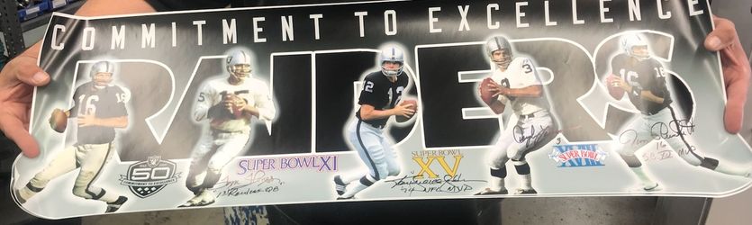 Oakland Raiders quarterback legends signed 12x36 panoramic