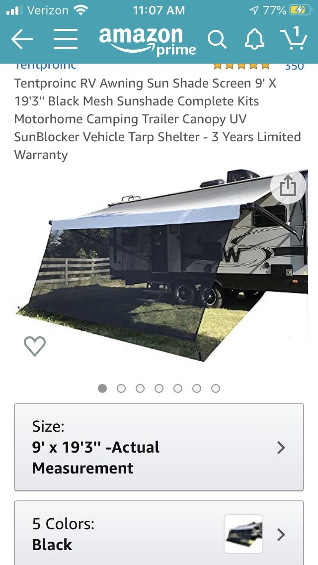 Rv Sunshade screen