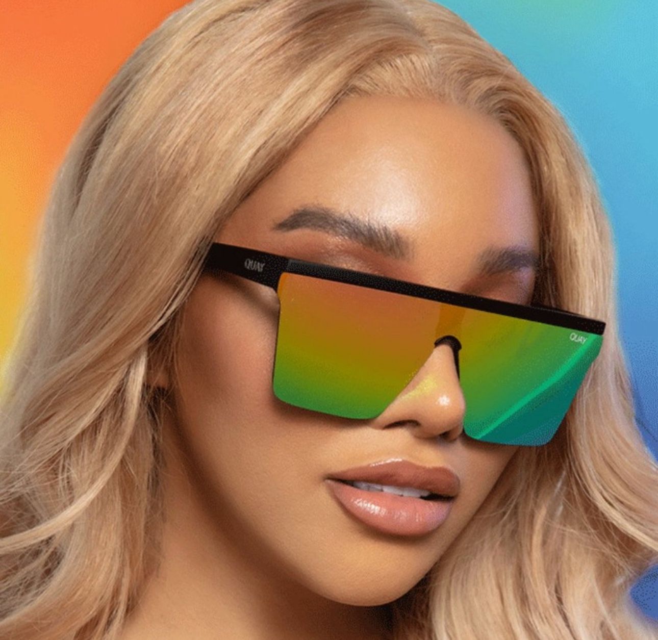 RARE/NEW• NWT Quay “HINDSIGHT” Matteblk/rnbw Sunglasses  display picture 1