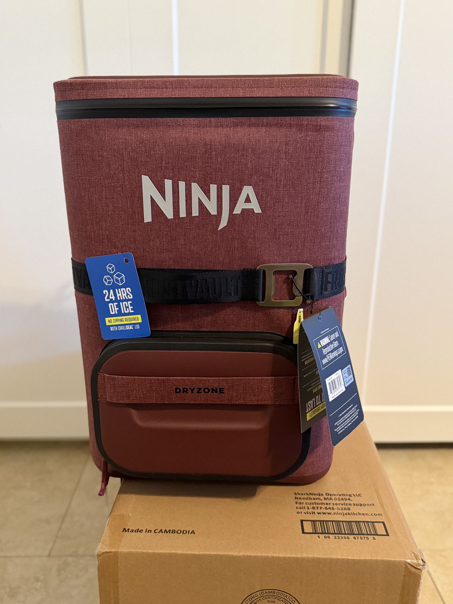 Ninja Outdoor FrostVault™ Go 36-Can Backpack Soft Cooler with Cold Dry Zone, Canyon Red