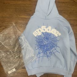 Sp5der Sky Blue Hoodie