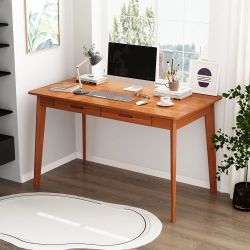 39.4 in. W-29.5 in. H Brown Walnut Writing Desk with 2-Drawers