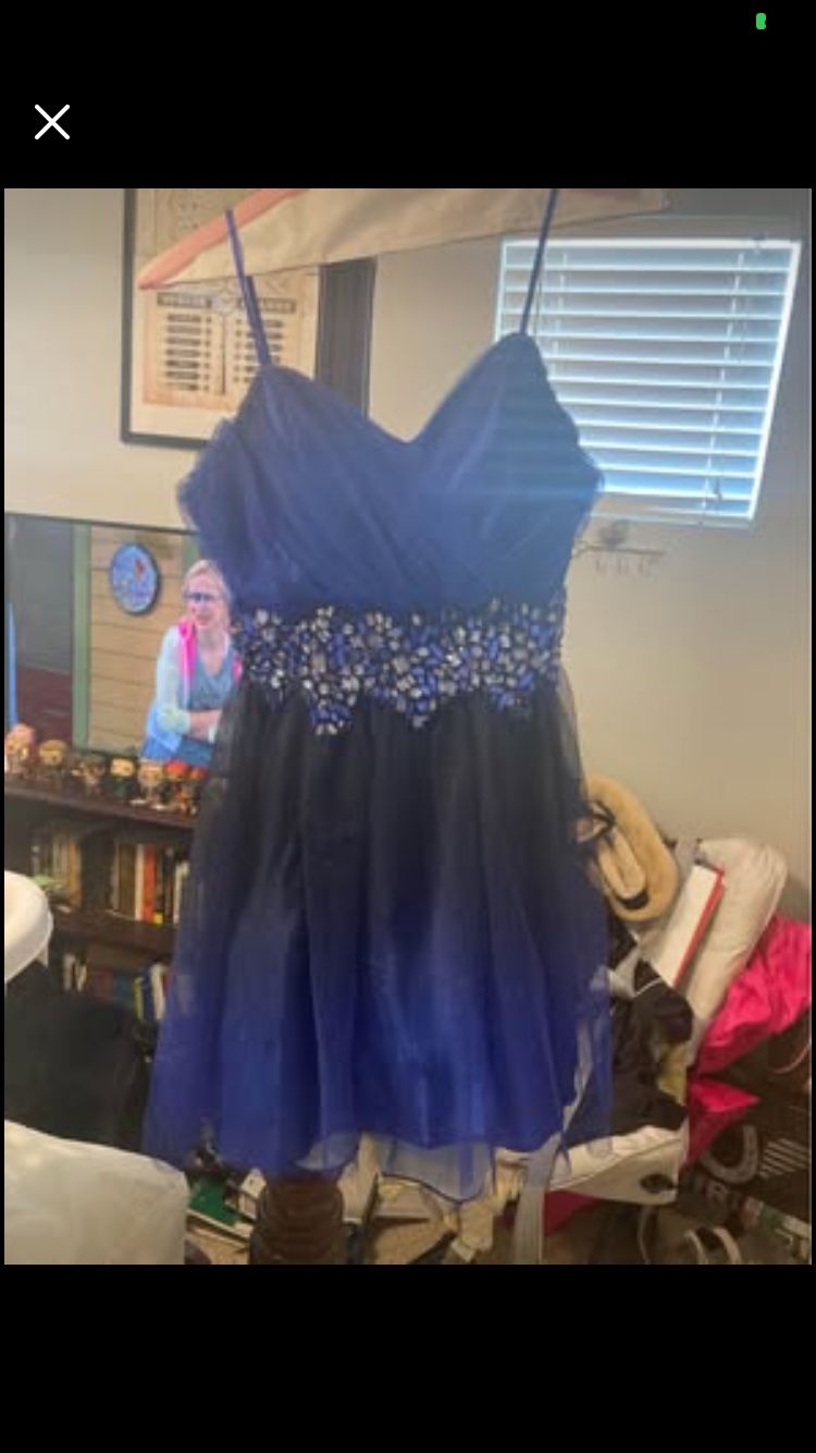 Blue/Black Glitter Homecoming Dress